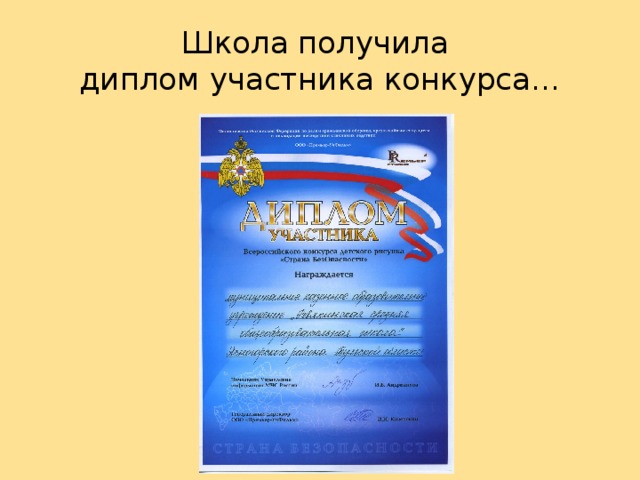 Школа получила  диплом участника конкурса… 