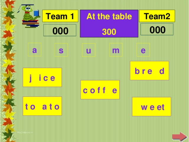 At the table 300 a m e s u b r e d j i c e c o f f e t o a t o  w e et