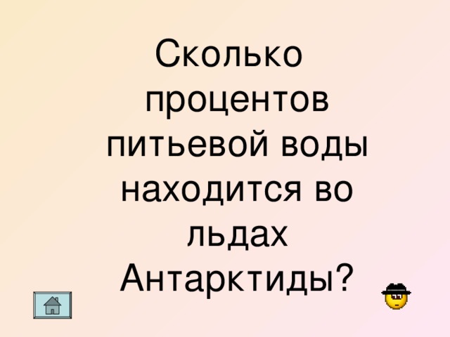 Сколько процентов питьевой воды находится во льдах Антарктиды? 