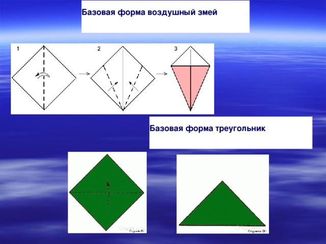 Базовая форма воздушный змей  Базовая форма треугольник  