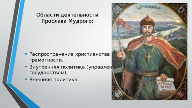 Области деятельности Ярослава Мудрого:
