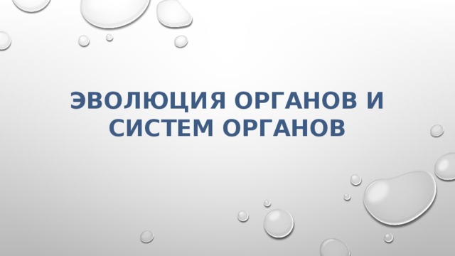 ЭВОЛЮЦИЯ ОРГАНОВ и СИСТЕМ ОРГАНОВ 