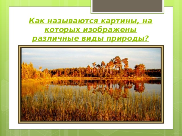 Как называются картины, на которых изображены различные виды природы? 