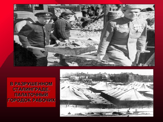 В РАЗРУШЕННОМ СТАЛИНГРАДЕ. ПАЛАТОЧНЫЙ ГОРОДОК РАБОЧИХ 