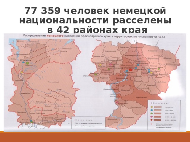 77 359 человек немецкой национальности расселены  в 42 районах края 