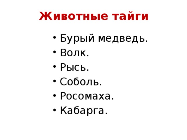 Животные тайги