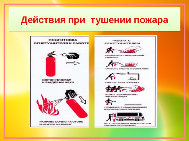 Действия при тушении пожара 