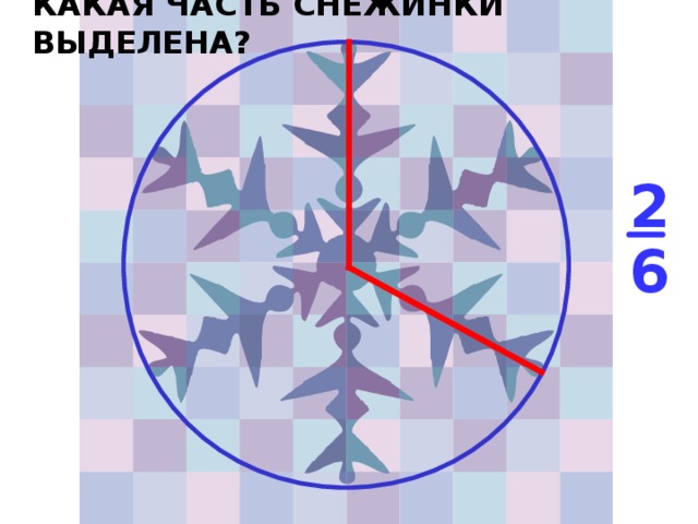 КАКАЯ ЧАСТЬ СНЕЖИНКИ ВЫДЕЛЕНА?  2 6 