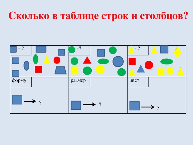 Сколько в таблице строк и столбцов?   