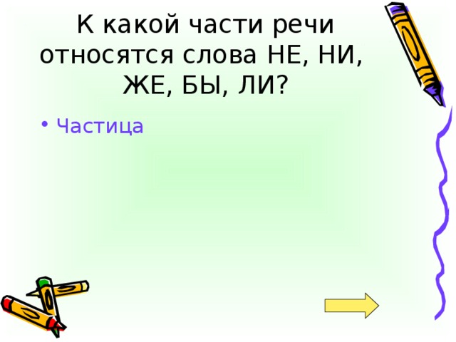 К какой части речи относятся слова НЕ, НИ,  ЖЕ, БЫ, ЛИ?