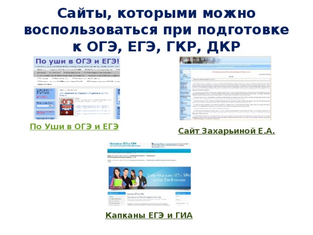  Сайты, которыми можно воспользоваться при подготовке к ОГЭ, ЕГЭ, ГКР, ДКР   