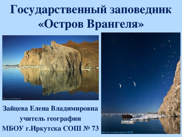 Государственный заповедник «Остров Врангеля» Зайцева Елена Владимировна учитель географии МБОУ г.Иркутска СОШ № 73 