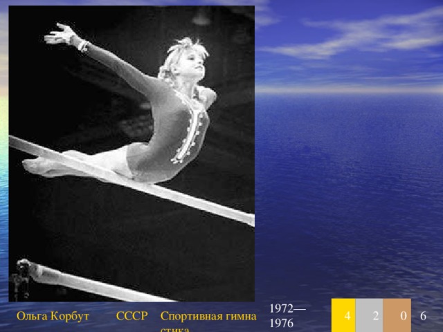 Ольга Корбут СССР Спортивная гимнастика 1972—1976 4 2 0 6 