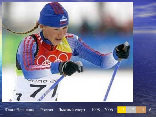 Юлия Чепалова Россия Лыжный спорт 1998—2006 3 2 1 6 