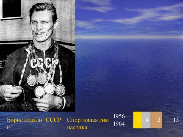 Борис Шахлин СССР Спортивная гимнастика 1956—1964 7 4 2 13 