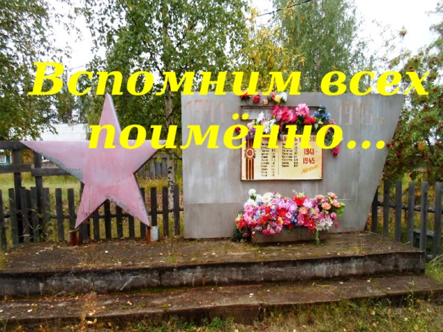 Вспомним всех  поимённо… 