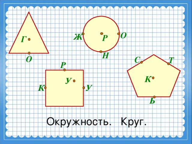 О Ж Р Г Н О С Т Р К У У К Ь Окружность. Круг. 5 