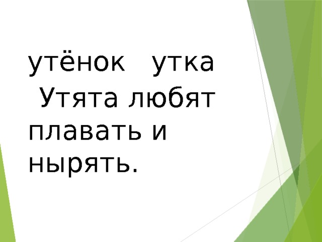 утёнок утка Утята любят плавать и нырять. 