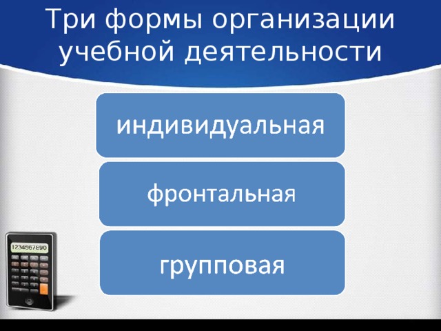 Три формы организации учебной деятельности