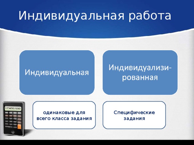Индивидуальная работа одинаковые для всего класса задания Специфические задания
