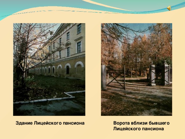 Ворота вблизи бывшего Лицейского пансиона Здание Лицейского пансиона 
