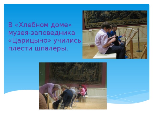   В «Хлебном доме» музея-заповедника «Царицыно» учились плести шпалеры.   