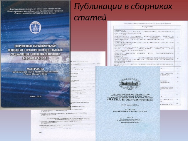 Публикации в сборниках статей 