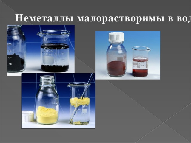 Неметаллы малорастворимы в воде 