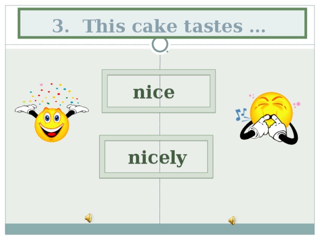 3. This cake tastes …  nice  nicely 