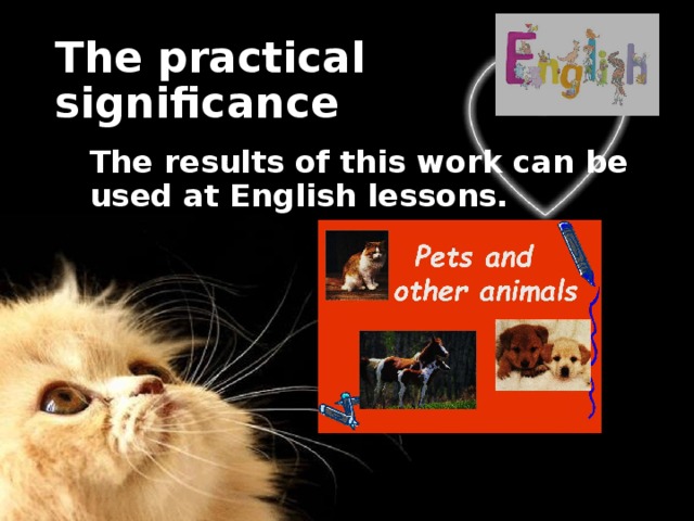The practical significance The results of this work can be used at English lessons. 