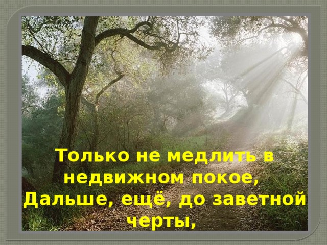 Только не медлить в недвижном покое, Дальше, ещё, до заветной черты, 