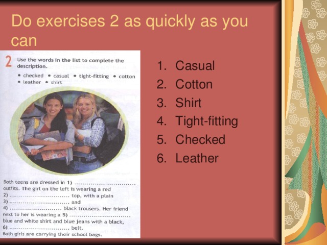 Do exercises 2 as quickly as you can Casual Cotton Shirt Tight-fitting Checked Leather 