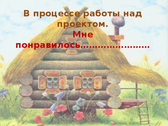 В процессе работы над проектом.  Мне понравилось……………………