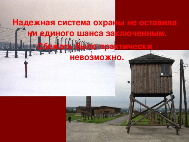 Надежная система охраны не оставила ни единого шанса заключенным. Сбежать было практически невозможно.  