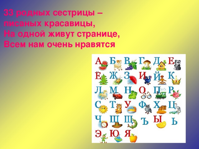 33 родных сестрицы – писаных красавицы, На одной живут странице, Всем нам очень нравятся 