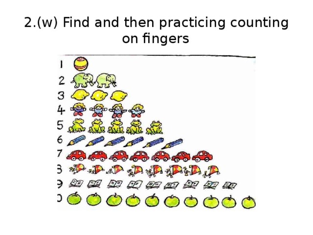 2.(w) Find and then practicing counting  on fingers       