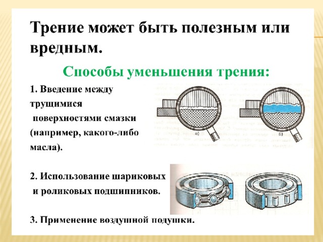 Способы уменьшения трения Замена трения скольжения трением качения Смазка Шлифование Вы скачали этот материал с сайта http://bed-en.narod.ru/ 