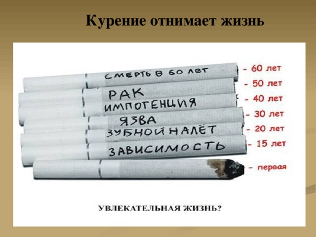 Курение отнимает жизнь  