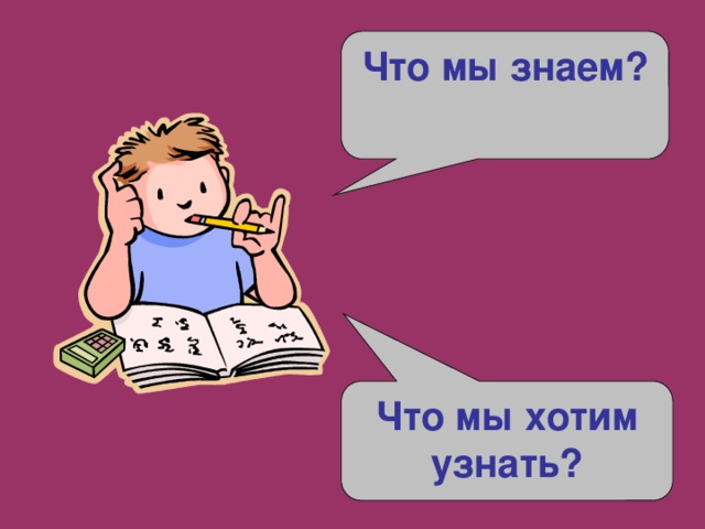 Что мы знаем? Что мы хотим узнать? 