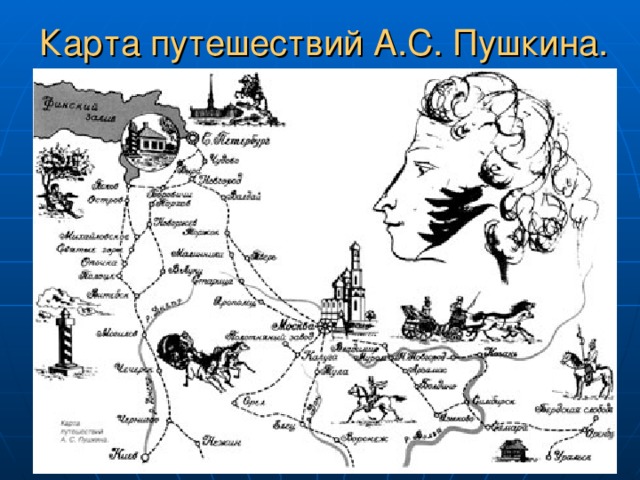 Карта путешествий А.С. Пушкина. 