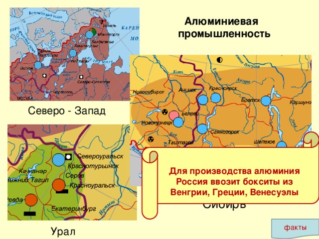 Производство алюминия 2. Производство глинозёма 1. Добыча руды Алюминиевая руда (боксит; нефелин) 3. Выплавка металла 3. Выплавка металла