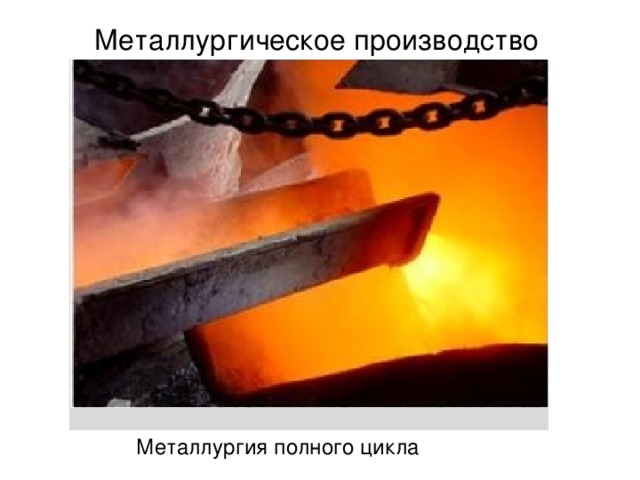 Металлургическое производство Металлургия полного цикла